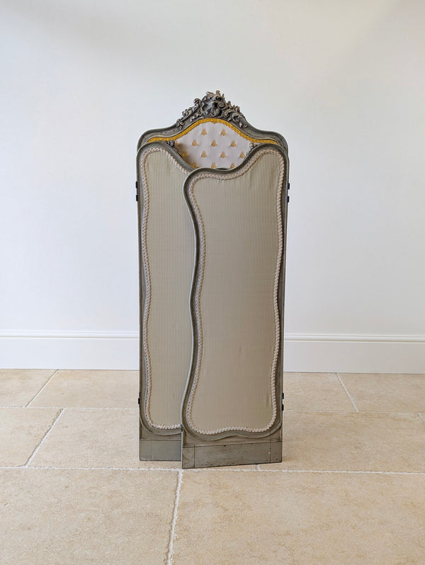 Antique Napoleon III Painted Three-Fold Room Screen c.1860
