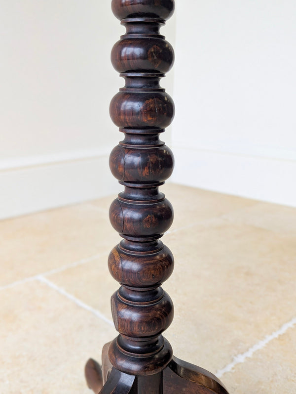 Antique William IV Rosewood Beadwork Tripod Wine Table c.1830