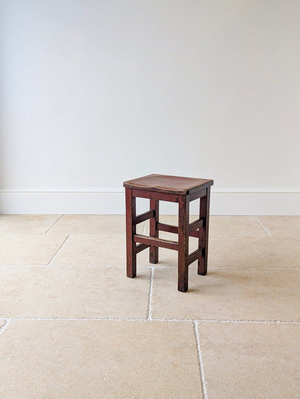 Antique Edwardian Painted Pine Country Stool c.1910