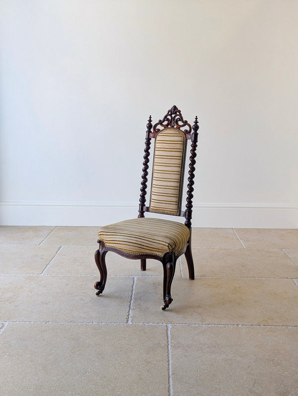 Antique Mid-Victorian Walnut High-Back Parlour Chair c.1850