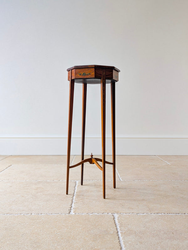 Antique Edwardian Satinwood Sheraton Revival Candle Stand c.1905