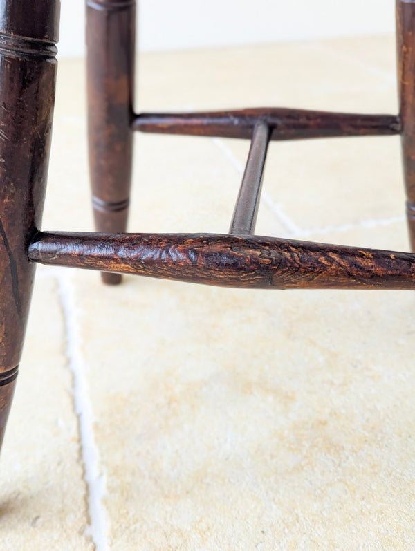 Antique Mid-Victorian English Oak Country Stool c.1860