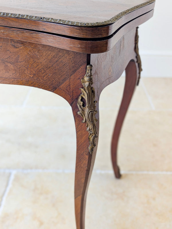 Antique Victorian Louis XV Style Kingwood Card Table c.1890