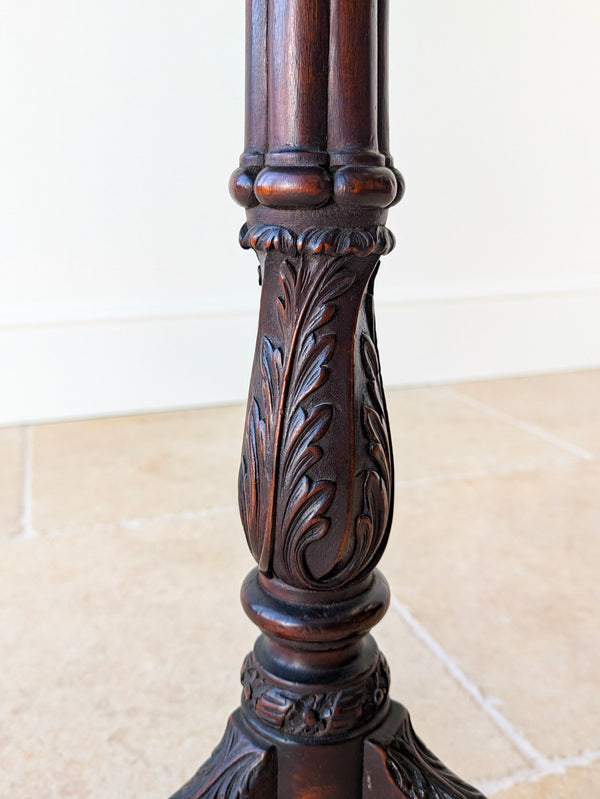 Antique Chippendale Revival Mahogany Tripod Wine Table With Detachable Top c.1890