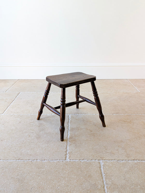 Antique Victorian Elm & Beech Country Stool c.1850