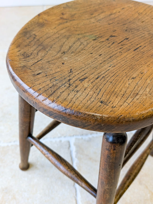 Antique Victorian Elm & Beech Country Stool c.1890
