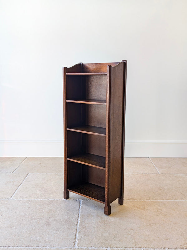 Antique Edwardian Arts & Crafts Oak Narrow Bookcase c.1910