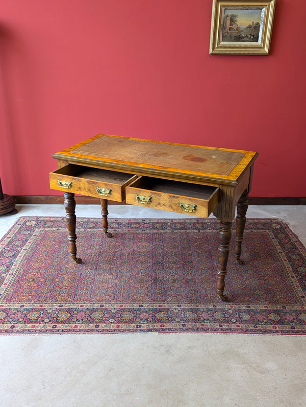 Antique Victorian Burr Walnut Desk / Library Table