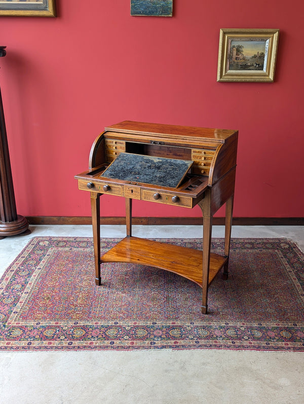 Antique Edwardian Mahogany Cylinder Writing Bureau Desk