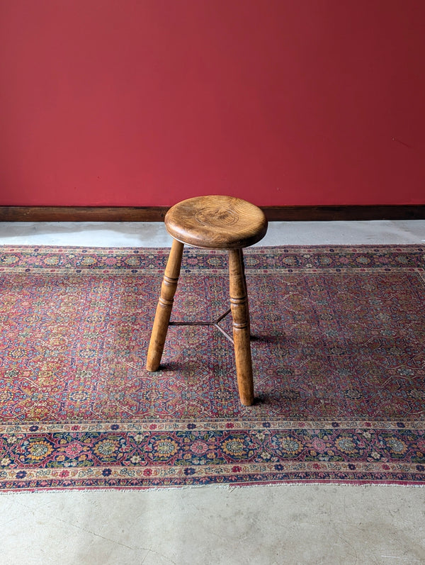 Antique Victorian Industrial Elm Stool