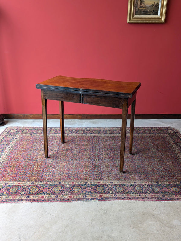 Antique Mid 19th Century Mahogany Serpentine Fold Over Tea Table