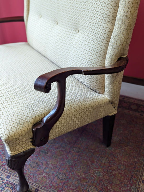 Antique Georgian Mahogany Upholstered Two Seater Settee