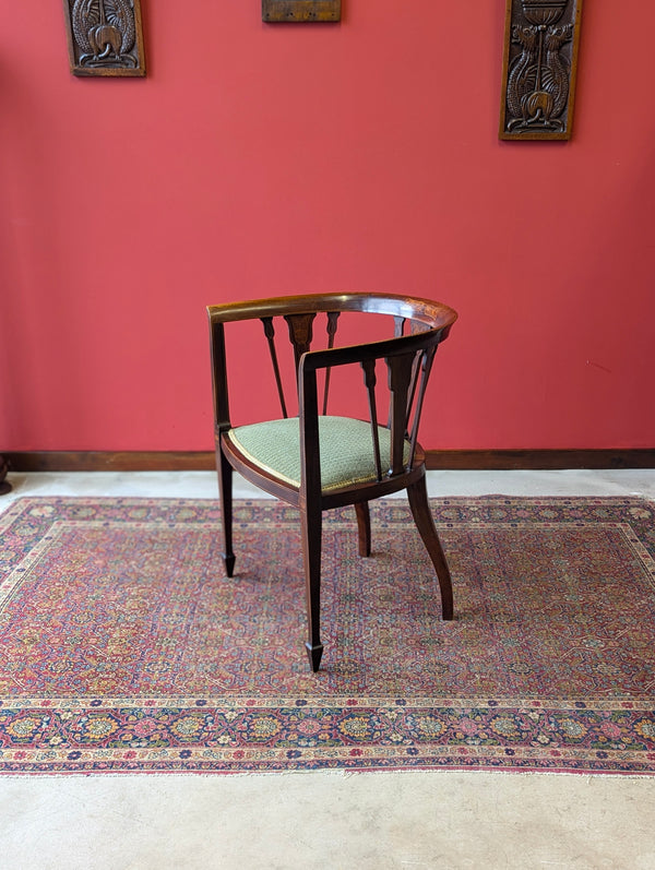 Antique Edwardian Inlaid Mahogany Desk Chair