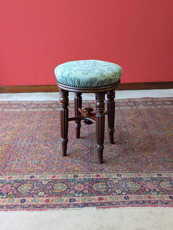 Antique Victorian Mahogany Circular Piano Stool