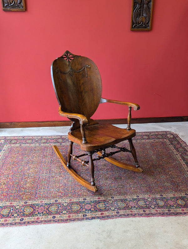 Antique Late 19th Century Biedermeier Birchwood Rocking Chair