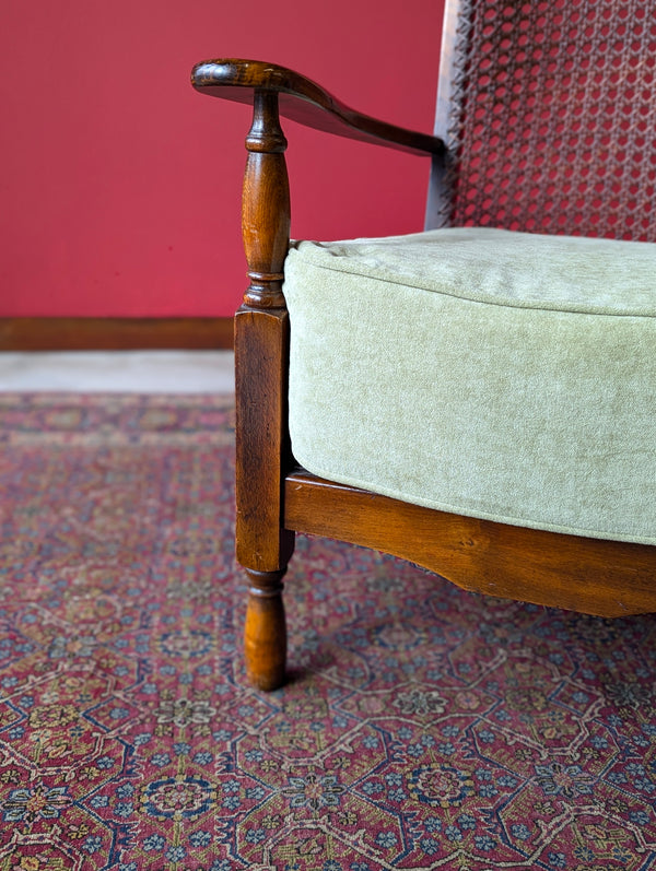 Antique 1920’s Art Deco Walnut Cane Back Easy Chair / Cocktail Chair