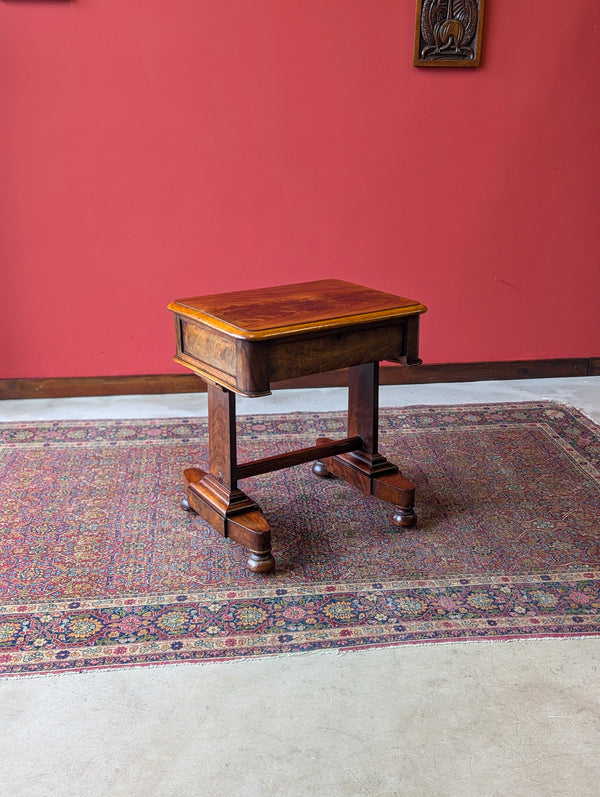 Antique Victorian Flame Mahogany Low Work Table