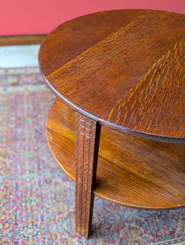 1930’s Art Deco Circular Two Tier Oak Coffee Table