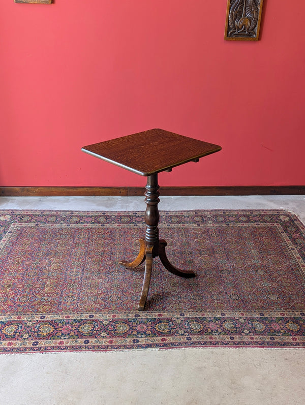 Antique 19th Century Oak Pedestal Tilt Top Wine Table