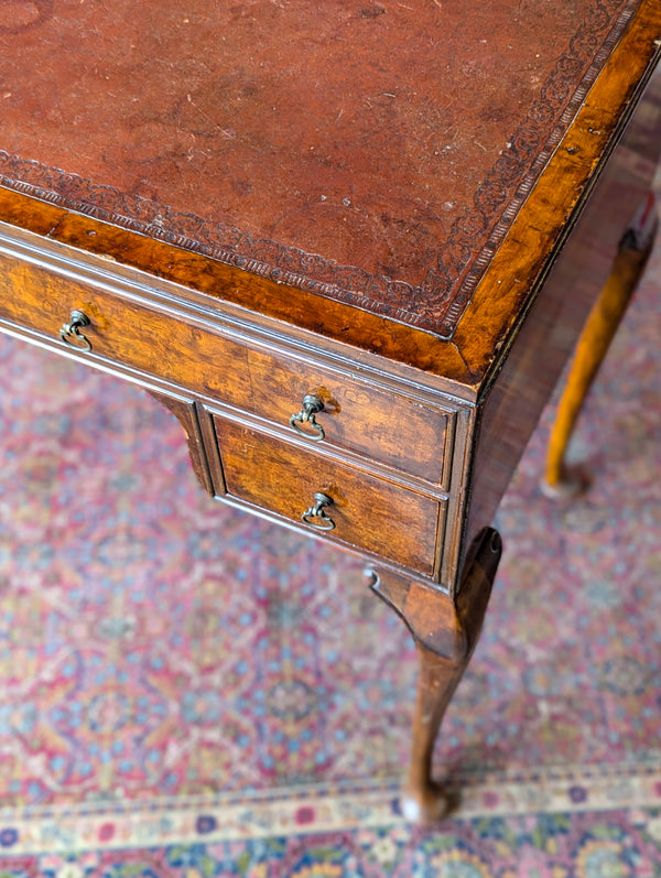 Antique Early 20th Century Burr Walnut Writing Table Desk