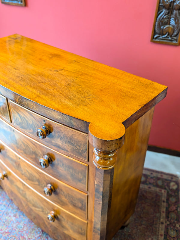 Antique Victorian Flame Mahogany Scotch Chest of Drawers