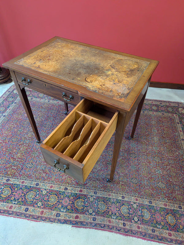 Antique Edwardian Mahogany Leather Topped Writing Desk