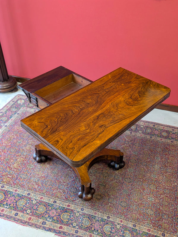 Antique Regency Rosewood Fold Over Tea Table