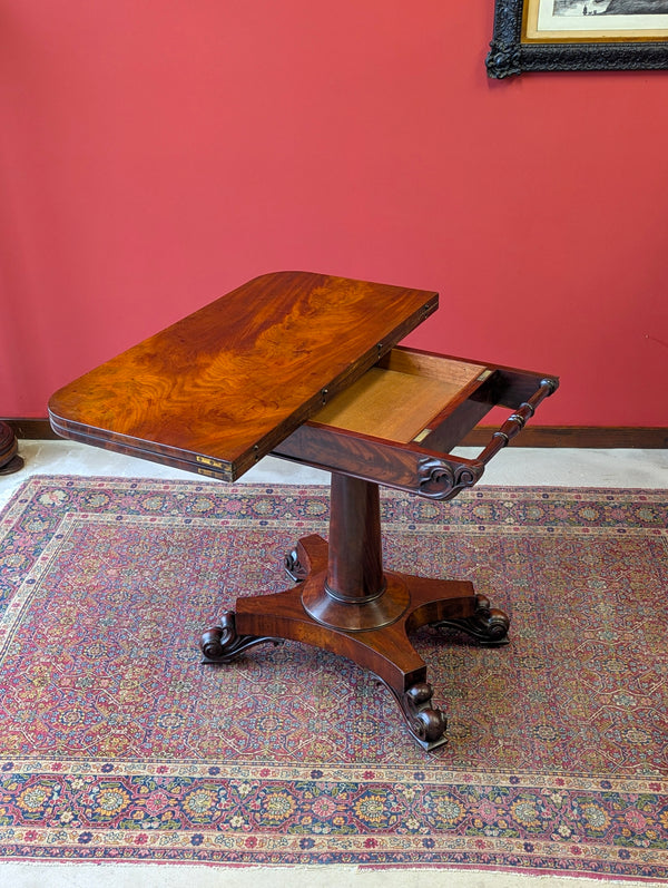 Antique Victorian Mahogany Fold Over Tea Table