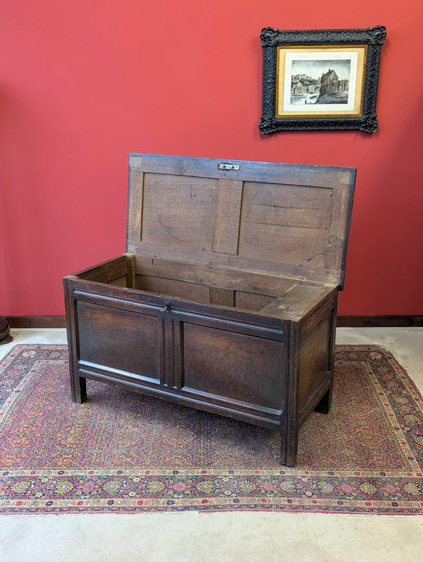 Antique 17th Century Panelled Oak Coffer