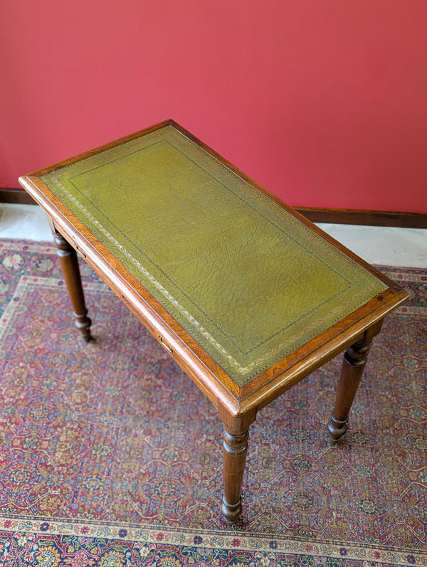 Antique 19th Century Walnut Leather Top Writing Table Desk