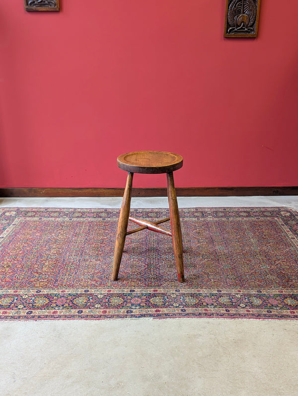 Antique Victorian Elm Dish Seat Stool