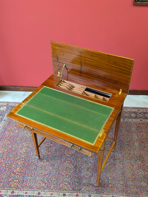 Antique Edwardian Satinwood Metamorphic Side Table / Writing Desk