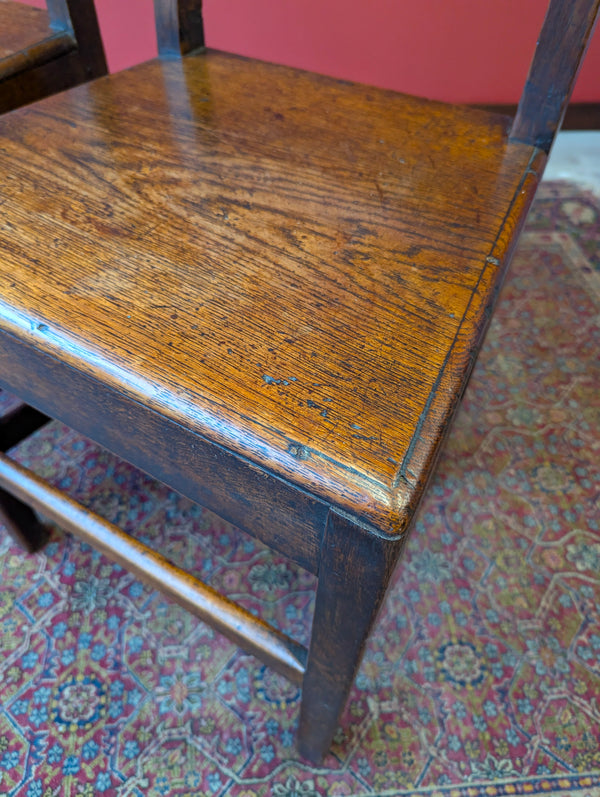 Pair of Antique Georgian Oak Side Chairs Circa 1780