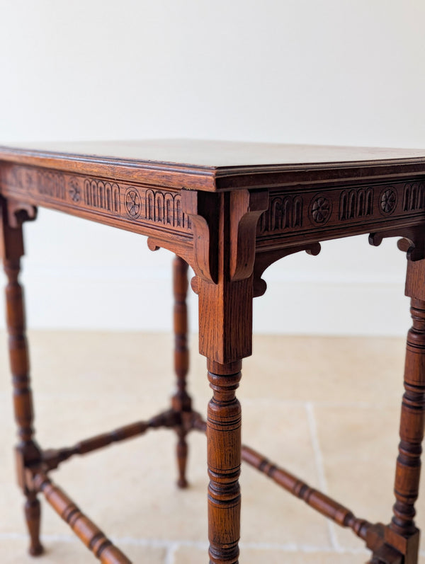 Antique Victorian Oak Jacobean Revival Occasional Table c.1890