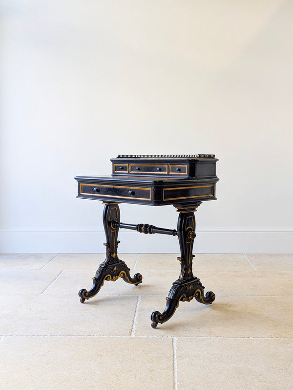 Antique Victorian Ebonised Bonheur du Jour Writing Table c.1870
