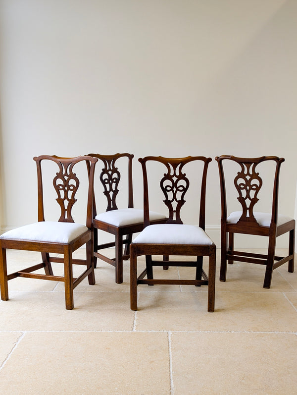 Set of Four Antique Georgian Chippendale Mahogany Dining Chairs c.1780