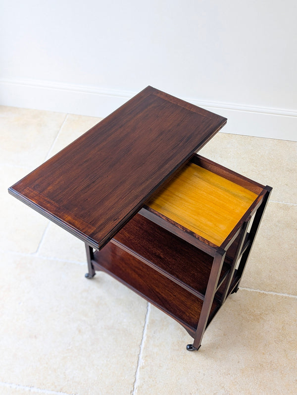 Antique Mahogany Folding Card Table with Bookshelf Base c.1920