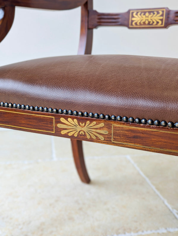 Antique Edwardian Rosewood & Brass Inlaid Desk Chair c.1910