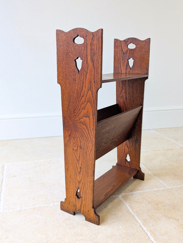 Antique Arts & Crafts Oak Magazine Rack & Book Shelf c.1910
