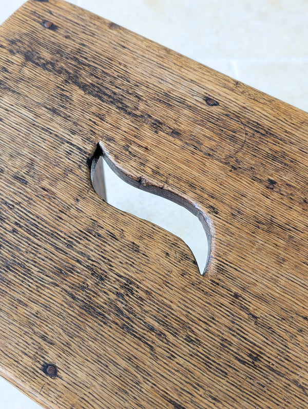 Antique Late 19th Century Country Oak Stool