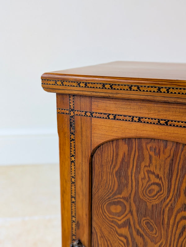 Antique Victorian Aesthetic Movement Pitch Pine Bedside Cabinet c.1890
