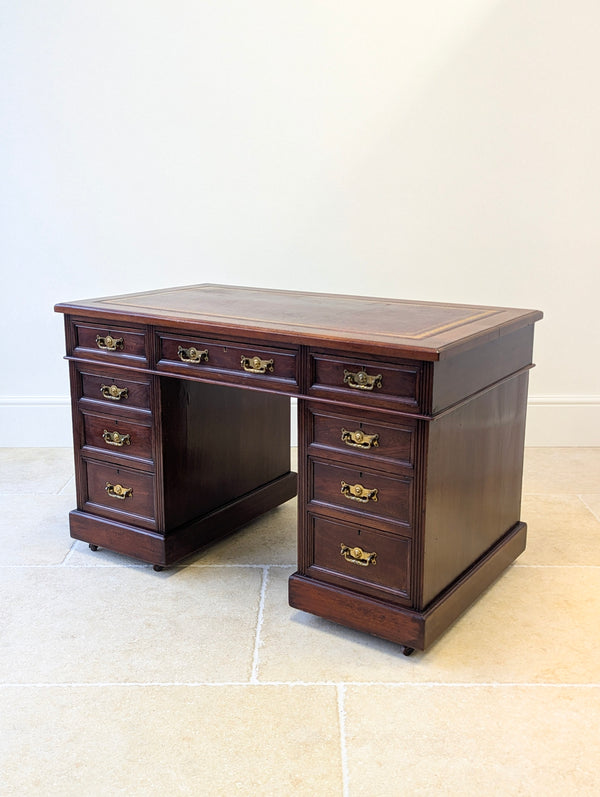 Antique Victorian Mahogany Pedestal Desk c.1890