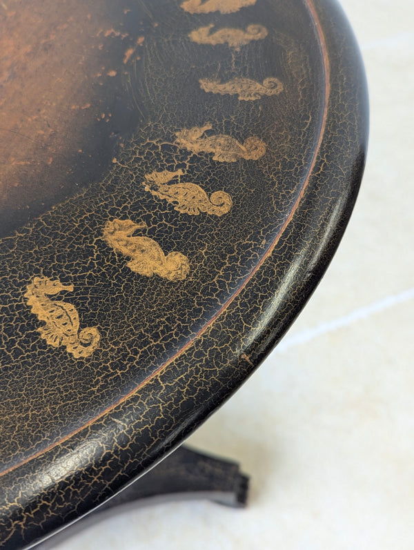 Antique Victorian Japanned Tripod Occasional Table c.1880