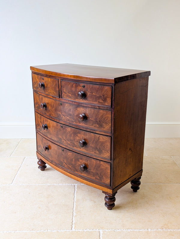 Antique Victorian Mahogany Bow-Front Chest of Drawers c.1860