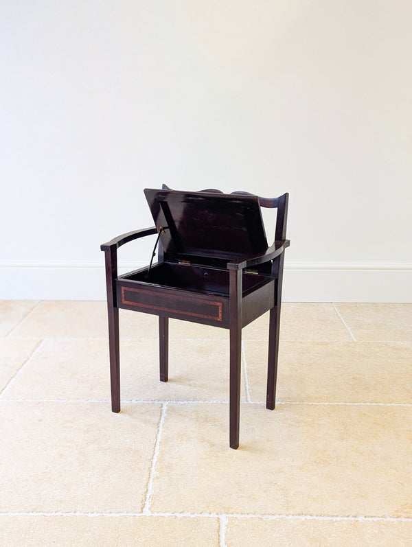 Antique Edwardian Mahogany Piano Stool with Storage c.1910