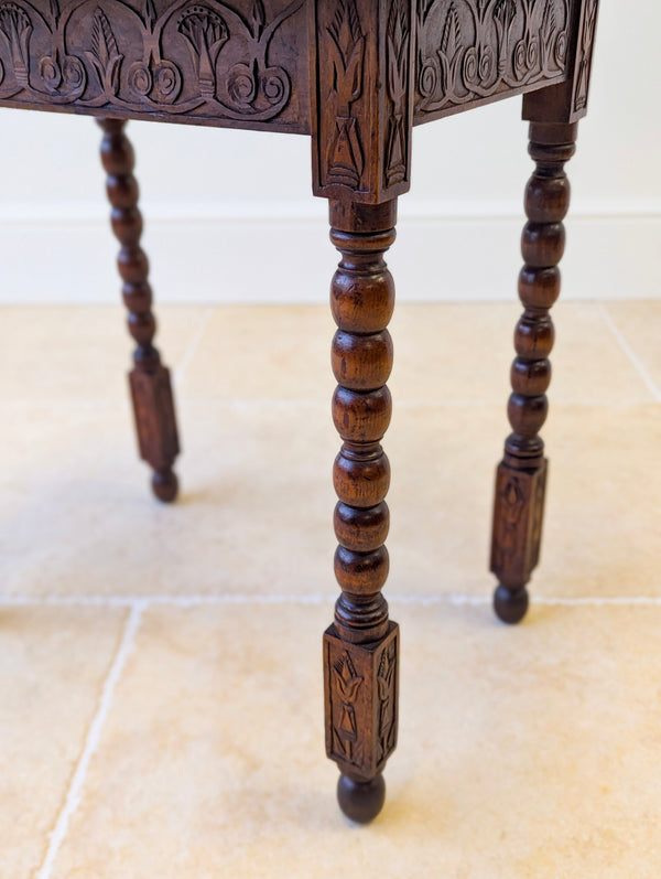 Antique Fruitwood Carved Side Table c.1900