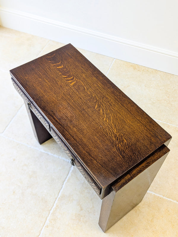 Antique Art Deco Oak Side Table c.1920