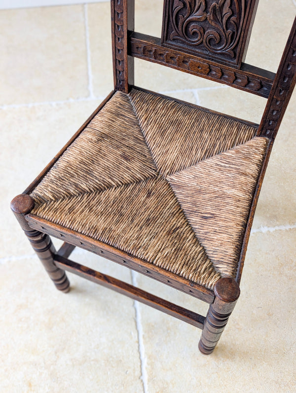 Antique Victorian Carved Oak Green Man Side Chair c.1890