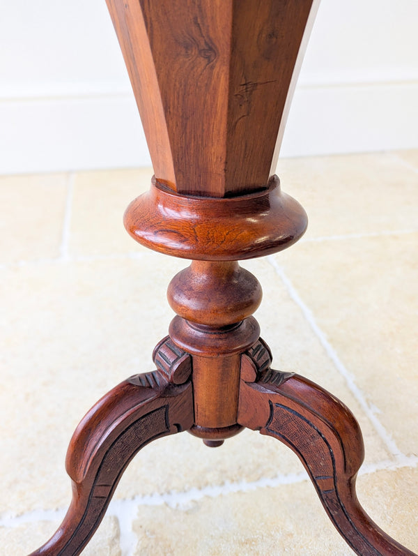 Antique Victorian Walnut Octagonal Sewing Table c.1860