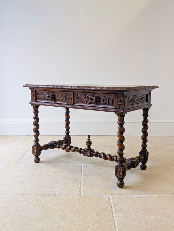 Antique Victorian Carved Oak Library Table c.1890